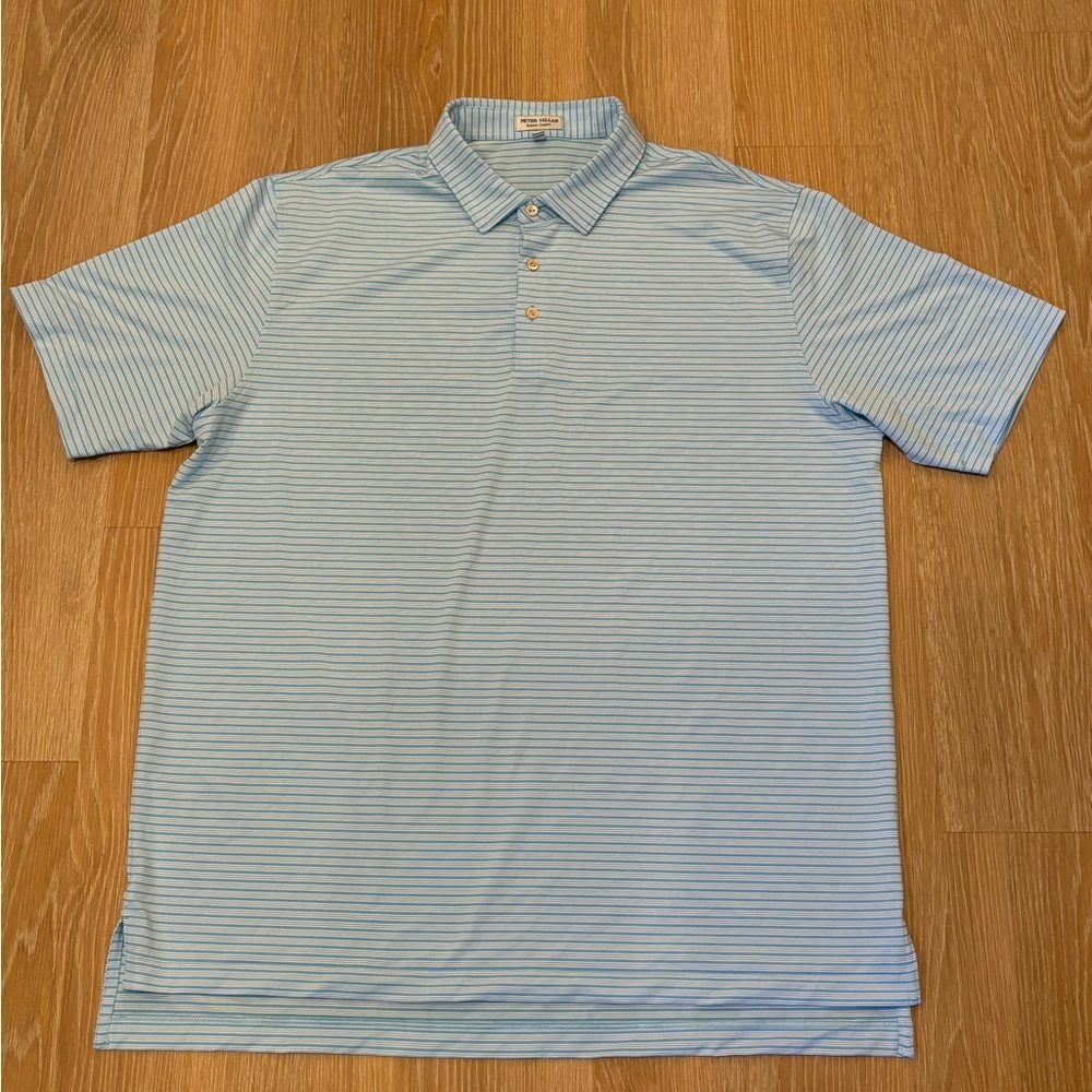 Men’s Peter Millar Summer Comfort Blue with Blue Stripes Polo Size XL